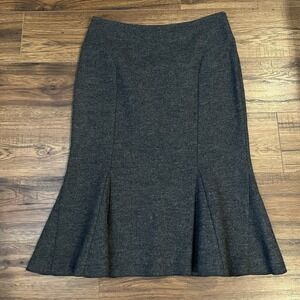 Club Monaco Skirt Womens 2 Fit Flare Trumpet 100% Wool Old Money‎ Quiet Luxury